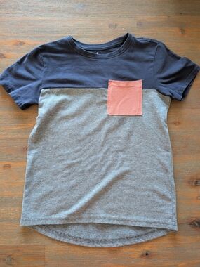 Tag Boys Colorblock Tee - Navy, Gray & Coral Pocket